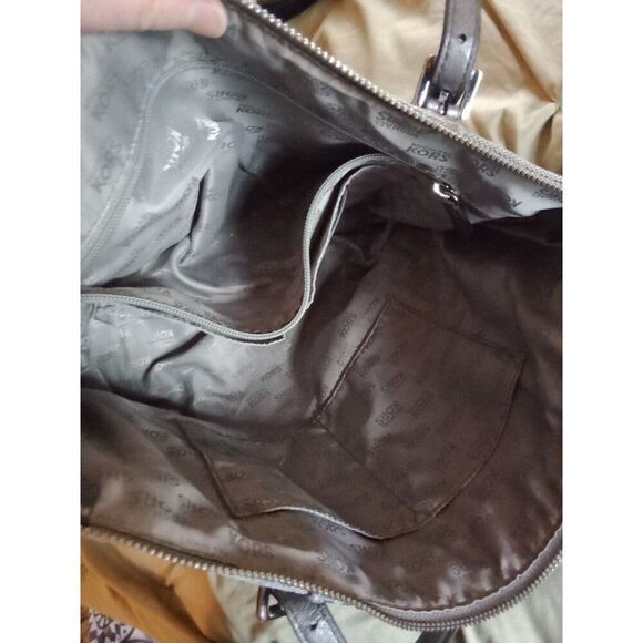 Michael Kors Tote Bag Green Sliver Metal "MK" Monogram Print - Picture 5 of 9